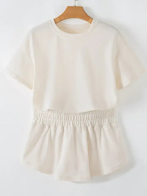 Blossom 2pcs Cropped Tee and Ruffle High Waist Skort Set