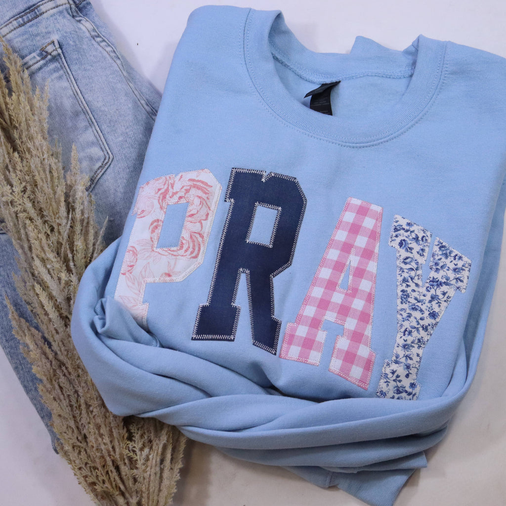 Light Blue Pray Christian Faith Sweatshirt