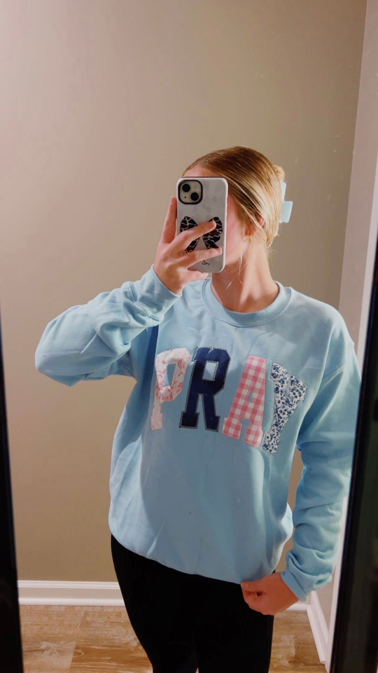 Light Blue Pray Christian Faith Sweatshirt