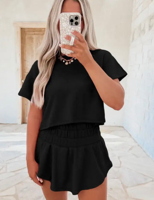 Black Blossom 2 piece Skort Set (pre order only)