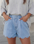 Scalloped Trim Denim Shorts (pre order only)