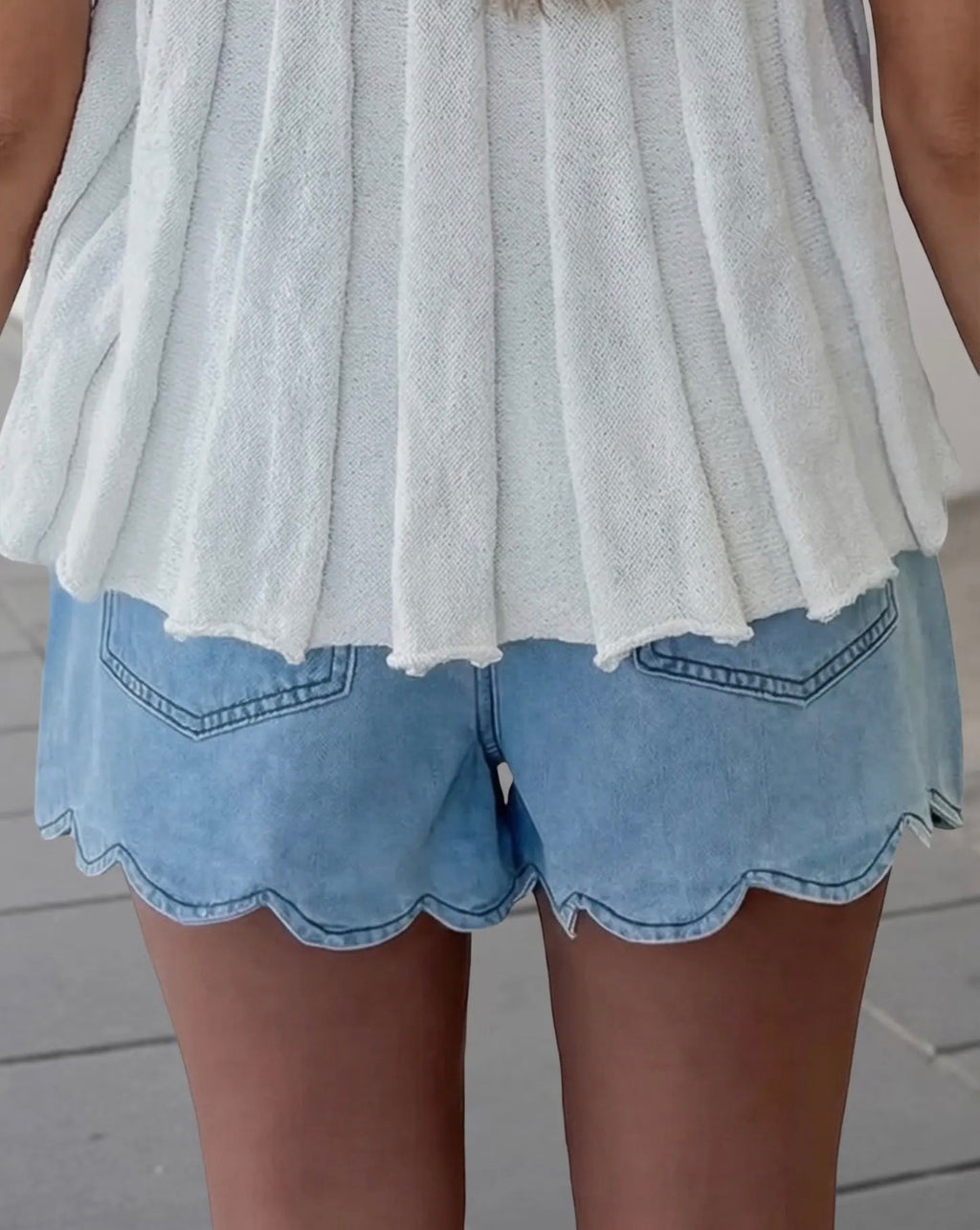 Scalloped Trim Denim Shorts (pre order only)