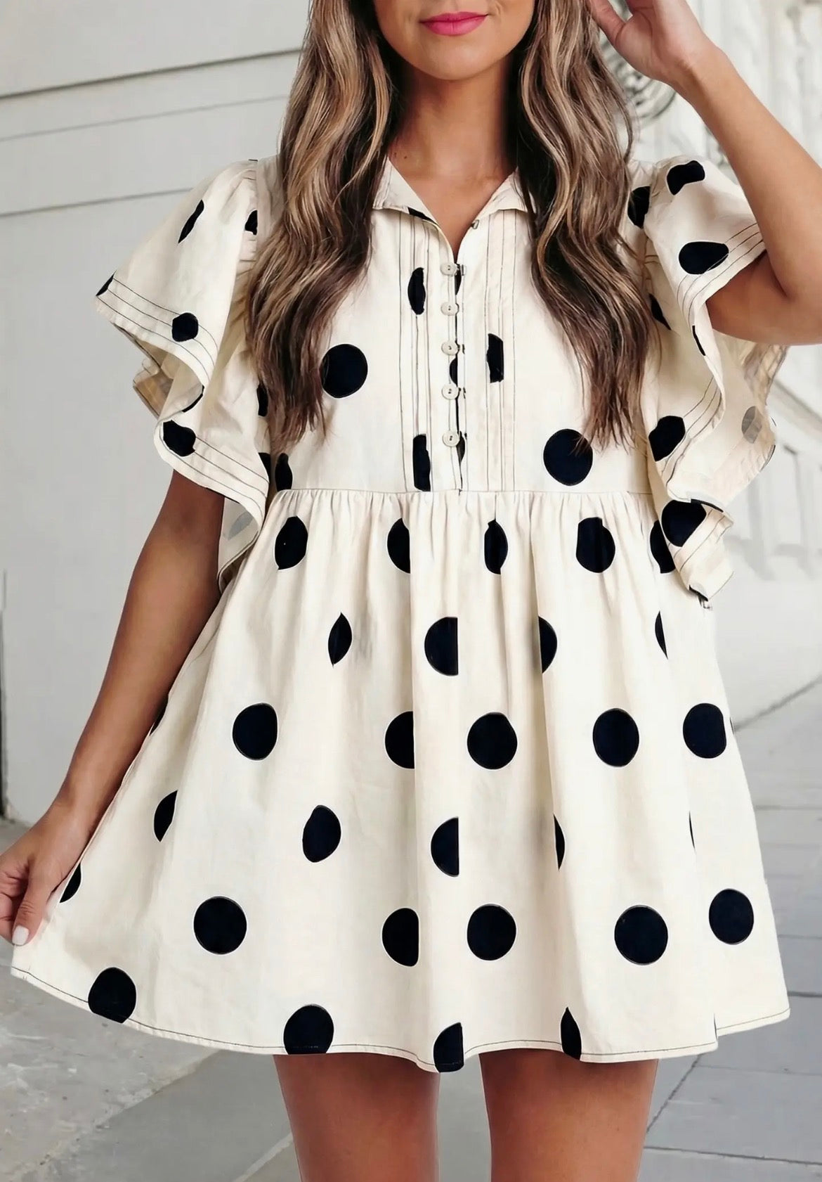 Polka Dot Ruffled Mini Dress (pre order only)