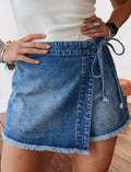 Wrapped Tie Waist Denim Skort (pre order only)
