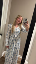 Long Sleeve Loose Elasticity Floral Maxi Dress