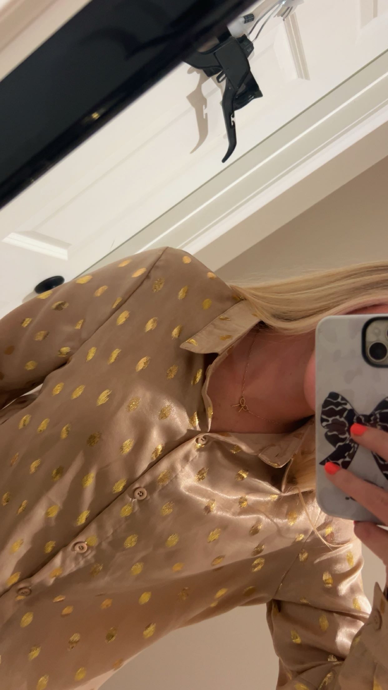Long Sleeve Loose Bronzing Buttoned Lapel Blouse